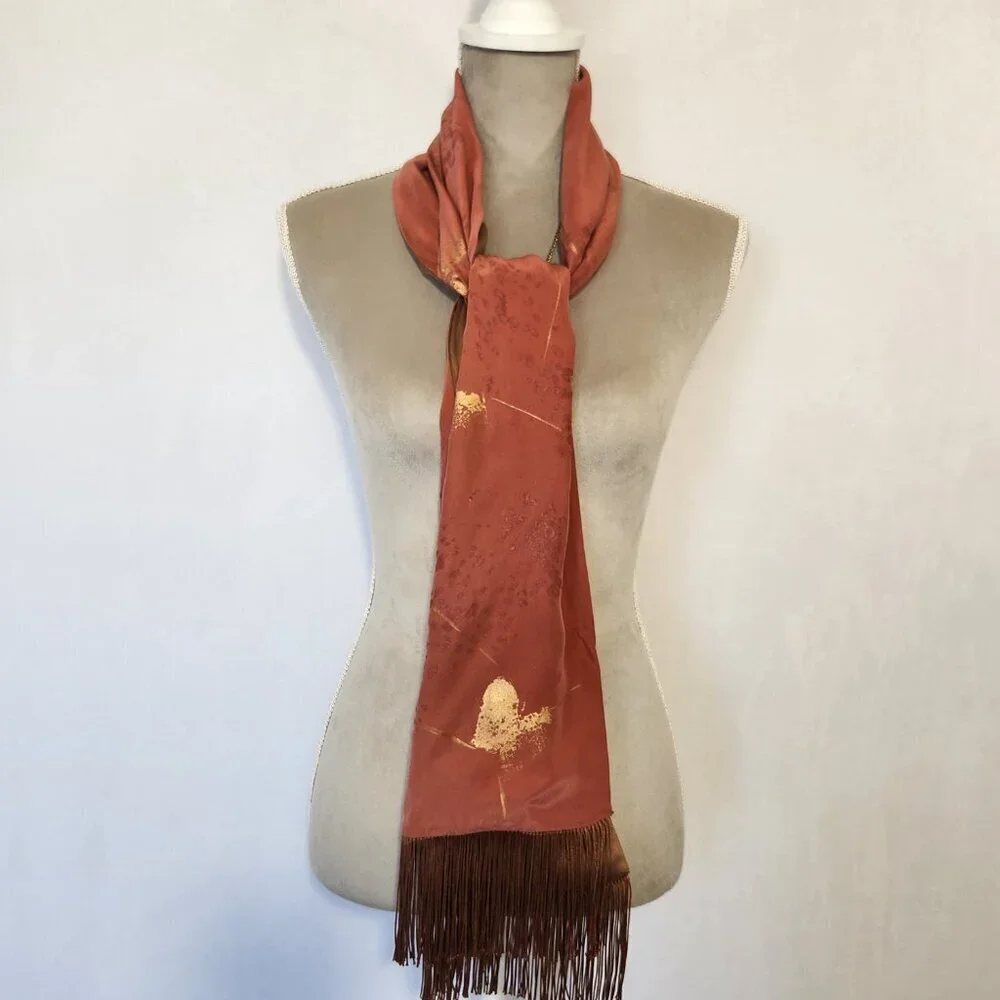 Arlanda Designs Inc Women's Multi-Color Abstract Print Fringe 100% Silk Scarf